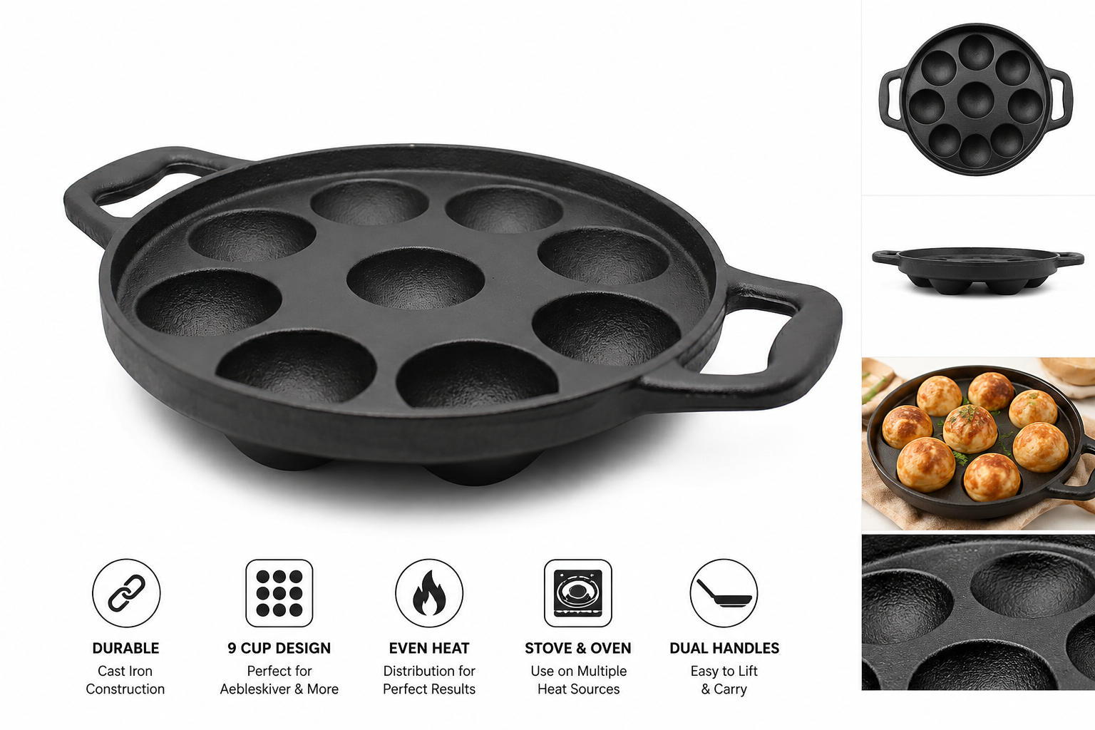 PreSeasoned Appam Pan 9 Pits