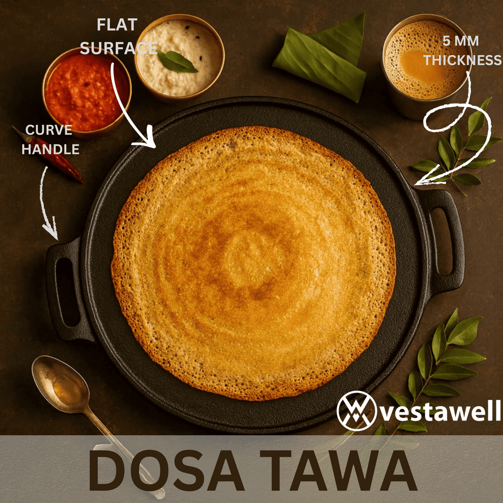 Cast Iron PreSeasoned Curve Handle Dosa Tawa