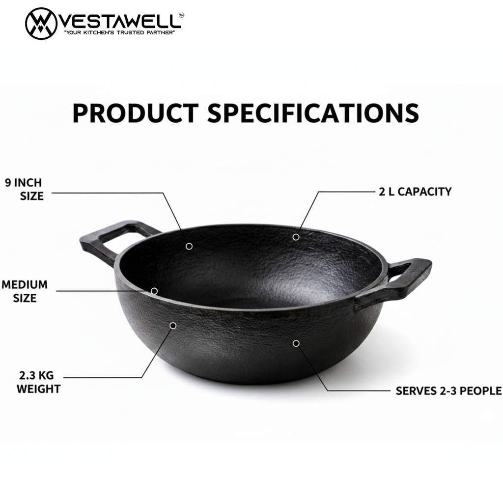 PreSeasoned Deep Kadhai 9 Inch